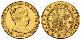 Elizabeth II (1833-1868). 80 reales. 1847. Barcelona. PS. (Cal 2008-65). (Cal 2019-716). Au. 6,73 g. Choice VF. Est...320,00.