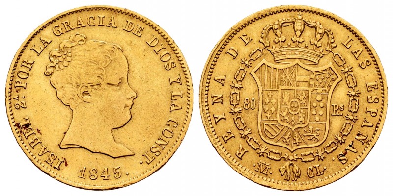 Elizabeth II (1833-1868). 80 reales. 1845. Madrid. CL. (Cal 2008-78). (Cal 2019-...