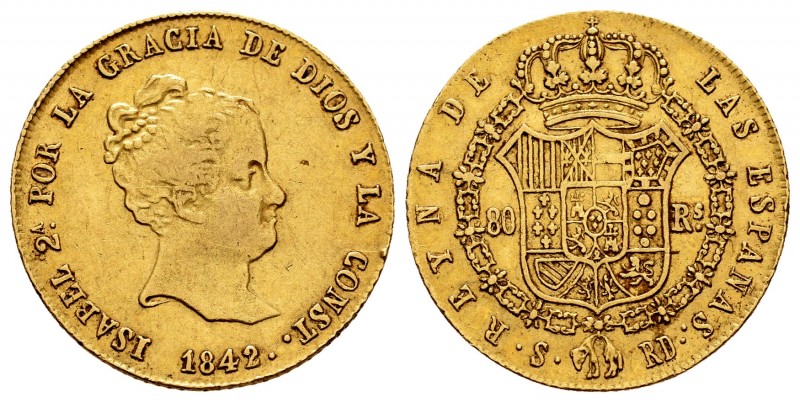 Elizabeth II (1833-1868). 80 reales. 1842/1. Sevilla. RD. (Cal 2008-91). (Cal 20...