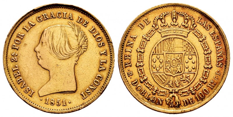 Elizabeth II (1833-1868). Doblón de 100 reales. 1851. Madrid. CL. (Cal 2008-4). ...