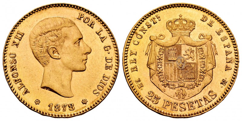 Centenary of the Peseta (1868-1931). Alfonso XII (1874-1885). 25 pesetas. 1878*1...