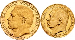 Germany. Weimar Republic. Medallas. 1928. Au. Serie de 2 medallas con fecha 1928, con valor de 10 y 20 marcos. Firmados por por Karl Goetz. 3.46 y 6,4...
