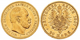 Germany. Prussia. Wilhelm I. 20 marcos. 1887. Berlin. A. (Km-505). Au. 7,93 g. Almost XF. Est...280,00.
