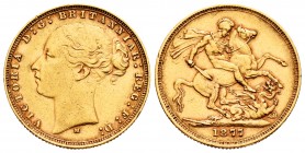 Australia. Victoria Queen. Sovereign. 1877. Melbourne. M. (Km-7). Au. 7,95 g. Choice VF. Est...275,00.