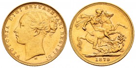 Australia. Victoria Queen. 1 sovereign. 1879. Melbourne. M. (Km-7). Au. 7,97 g. Almost XF. Est...280,00.