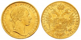 Austria. Franz Joseph I. 1 ducado. 1854. Wien. A. (Km-2263). Au. 3,41 g. Choice VF. Est...120,00.