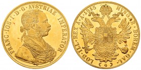 Austria. Franz Joseph I. 4 ducados. 1915. (Km-2296). Au. 13,96 g. Original luster. UNC. Est...500,00.