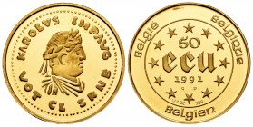 Belgium. 50 ecu. 1991. (Km-184). Au. 15,64 g. UNC. Est...550,00.