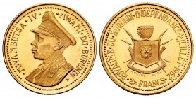 Burundi. Mwambutsa IV. 25 francos. 1962. (Km-3). Au. 8,01 g. Independencia de Burundi. PR. Est...280,00.