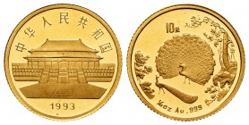 China. 10 yuan. 1993. (Km-594). (Fr-67). Au. 3,12 g. PR. Est...100,00.