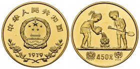 China. 450 yuan. 1979. (Km-9). (Fr-5). Au. 17,16 g. Año Internacional del niño. UNC. Est...650,00.