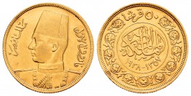 Egypt. 50 piastras. 1357-1938 H. (Km-371). Au. 4,23 g. XF. Est...150,00.