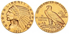 United States. 5 dollars. 1911. Philadelphia. (Km-129). (Fr-150). Au. 8,31 g. Choice VF. Est...280,00.