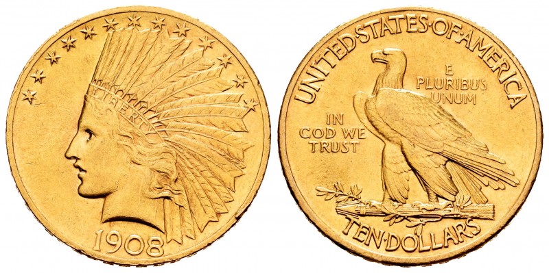 United States. 10 dollars. 1908. Philadelphia. (Km-130). (Fr-166). Au. 16,67 g. ...