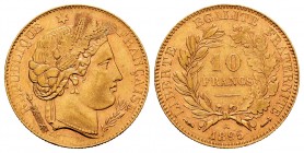 France. 10 francos. 1895. Paris. A. (Fried-594). Au. 3,22 g. Choice VF. Est...120,00.