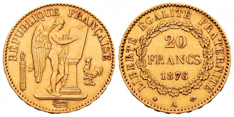 France. 20 francos. 1876. Paris. A. (Km-825). (Fr-592). (Gad-1063). Au. 6,45 g. ...