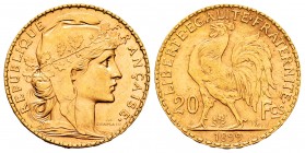 France. 20 francos. 1899. (Km-847). (Fr-596). (Gad-1064). Au. 6,46 g. XF. Est...220,00.