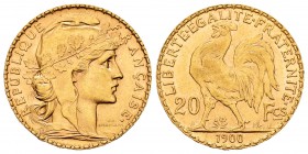 France. 20 francos. 1900. (Km-847). (Fr-596). (Gad-1064). Au. 6,45 g. Almost UNC. Est...220,00.