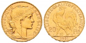 France. 20 francos. 1901. (Km-847). (Fr-596). (Gad-1064). Au. 6,44 g. Almost UNC. Est...220,00.