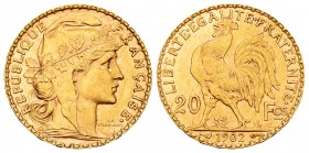 France. 20 francos. 1908. (Km-847). (Fr-596). (Gad-1064). Au. 6,42 g. Almost UNC. Est...220,00.