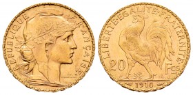 France. 20 francos. 1910. (Km-857). (Fr-596a). (Gad-1064a). Au. 6,45 g. Almost UNC. Est...220,00.