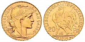 France. 20 francos. 1914. (Km-857). (Fr-596a). (Gad-1064a). Au. 6,43 g. Almost UNC. Est...220,00.