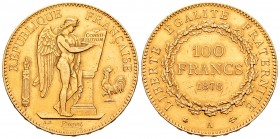 France. 100 francos. 1878. Paris. A. (Km-786.2). (Fr-590). (Gad-1137). Au. 32,24 g. XF. Est...1100,00.
