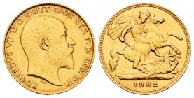 United Kingdom. Edward VII. 1/2 sovereign. 1902. (Km-804). Au. 3,95 g. VF. Est...180,00.