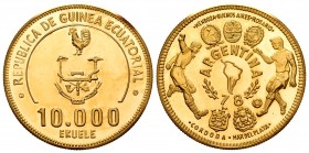Equatorial Guinea. 10000 ekuele. 1978. (Km-41). Au. 13,90 g. Mundial de Fútbol Argentina 1978. PR. Est...500,00.