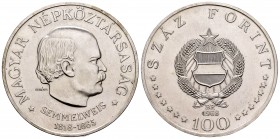 Hungary. 100 fornit. 1968. Budapest. BP. (Km-584). Au. 28,06 g. 150º aniversario de Semmelweis. UNC. Est...25,00.