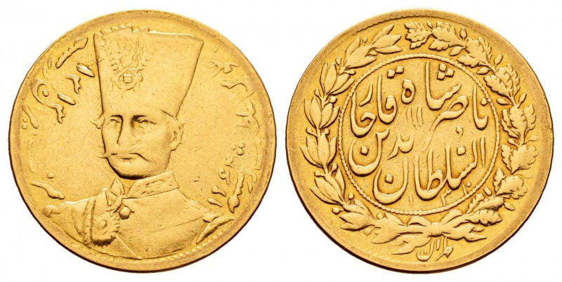 Iran. Nasir al-Din Shah. 1 toman. 1313 H. Teherán. (Km-938). Au. 2,85 g. Choice ...