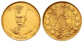 Iran. Nasir al-Din Shah. 2 toman. 1297 H. Teheran. (Km-942). Au. 5,68 g. Canto liso. Choice VF. Est...250,00.