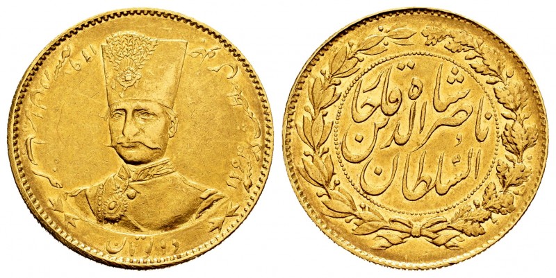 Iran. Nasredin. 2 tomans. 1880 (1297 AH). Teherán. (Km-942). (Fried-60). Au. 5,6...