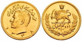 Iran. Muhammad Reza Palhevi. 2 1/2 pahlevi. 1348 H (1969). (Km-1163). Au. 40,62 g. AU. Est...700,00.