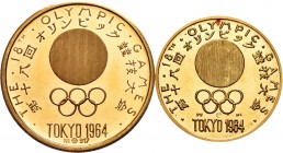 Japan. 1964. Lote de 2 piezas de dos medallas de oros de los Juegos Olímpicos Tokyo 194, 24 mm y 20 mm; peso total 10, 68 g. A EXAMINAR. PR. Est...350...