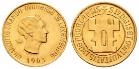 Luxemburg. Medalla. 1963. Charlotte. Au. 6,42 g. Centenario de Luxemburgo. Módulo de 20 francos. UNC. Est...230,00.