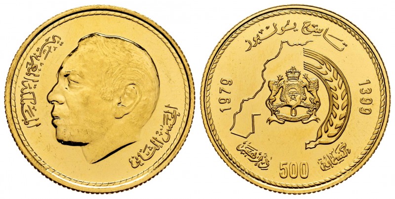 Morocoo. Hassan II. 500 dirhems. 1979. (Km-Y71). Au. 1308,00 g. Cumpleaños real....