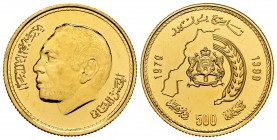 Morocoo. Hassan II. 500 dirhems. 1979. (Km-Y71). Au. 1308,00 g. Cumpleaños real. Almost UNC. Est...450,00.