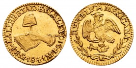 Mexico. 1/2 escudo. 1841. México. ML. (Km-378.5). Au. 1,69 g. Raya en reverso. XF. Est...150,00.