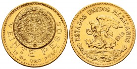 Mexico. 20 pesos. 1919. (Km-478). Au. 16,62 g. Almost XF. Est...550,00.