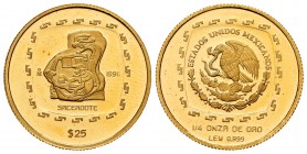 Mexico. 25 pesos. 1996. México. Au. 7,76 g. Sacerdote. PR. Est...260,00.
