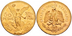 Mexico. 50 pesos. 1947. (Km-481). Au. 41,65 g. XF. Est...1500,00.