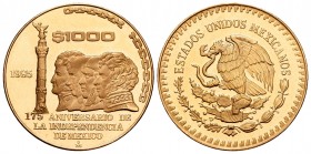 Mexico. 1000 pesos. 1985. Au. 17,32 g. 175º aniversario independencia de México. PR. Est...600,00.