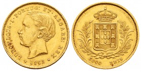 Portugal. Luiz I. 5000 reis. 1962. (Km-508). (Gomes-15.01). Au. 8,85 g. XF. Est...300,00.