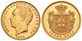 Portugal. Luiz I. 10000 reis. 1879. (Km-520). (Gomes-17.02). Au. 17,65 g. AU. Est...650,00.