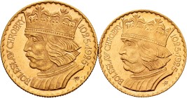 Poland. 10 y 20 zloty. 1925. (Km-32 y 33). Au. 3,21 y 6,46 g. Lote de 2 monedas que conmemoran el 900º aniversario de Polonia. Muy interesante. UNC. E...