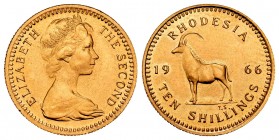 Southern Rhodesia. 10 schillings. 1966. Colonia Británica. (Km-5). (Fried-3). Au. 4,00 g. Very scarce. UNC. Est...250,00.
