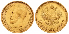 Russia. Nicholas II. 10 rublos. 1899. (Km-Y 64). (Fried-139). Au. 8,60 g. Almost XF. Est...350,00.
