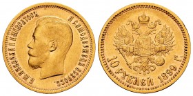 Russia. Nicholas II. 10 rublos. 1899. (Km-Y 64). (Fried-139). Au. 8,55 g. Almost VF/VF. Est...320,00.
