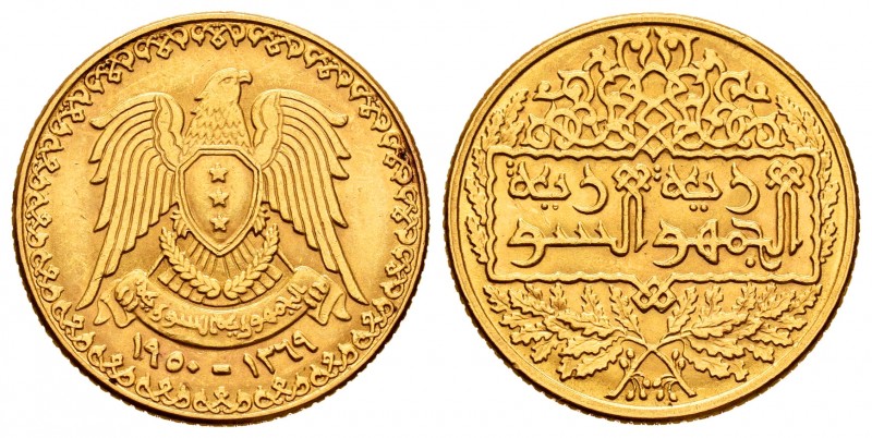 Syria. Libra. 1369 H (1950). (Km-86). Au. 3,38 g. AU. Est...150,00.